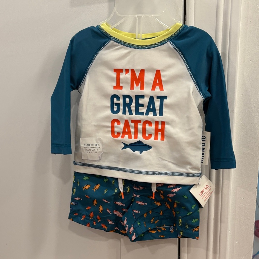 Old Navy Kids Rashguard Set - Teal and White
